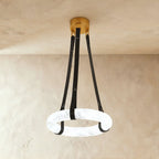 AuroraHalo Levitating Alabaster Pendant Light With Leather Straps