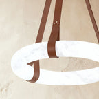 AuroraHalo Levitating Alabaster Pendant Light With Leather Straps