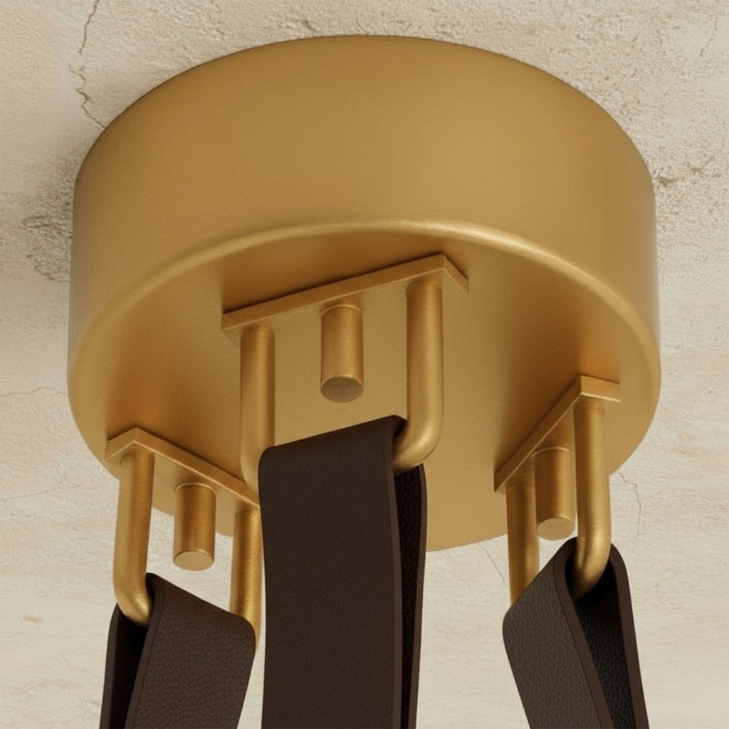 AuroraHalo Levitating Alabaster Pendant Light With Leather Straps