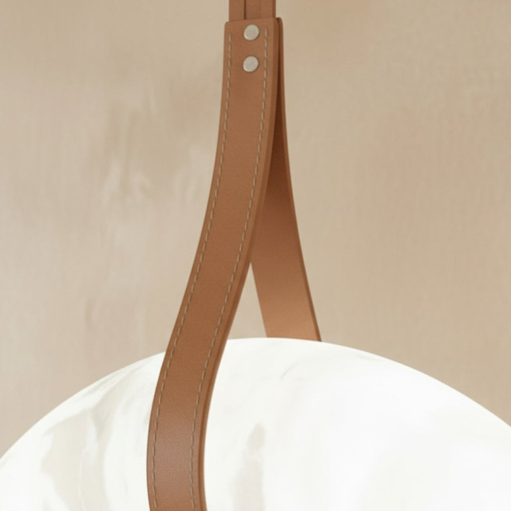 AuroraHalo Levitating Alabaster Pendant Light With Leather Straps