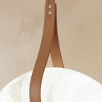 AuroraHalo Levitating Alabaster Pendant Light With Leather Straps