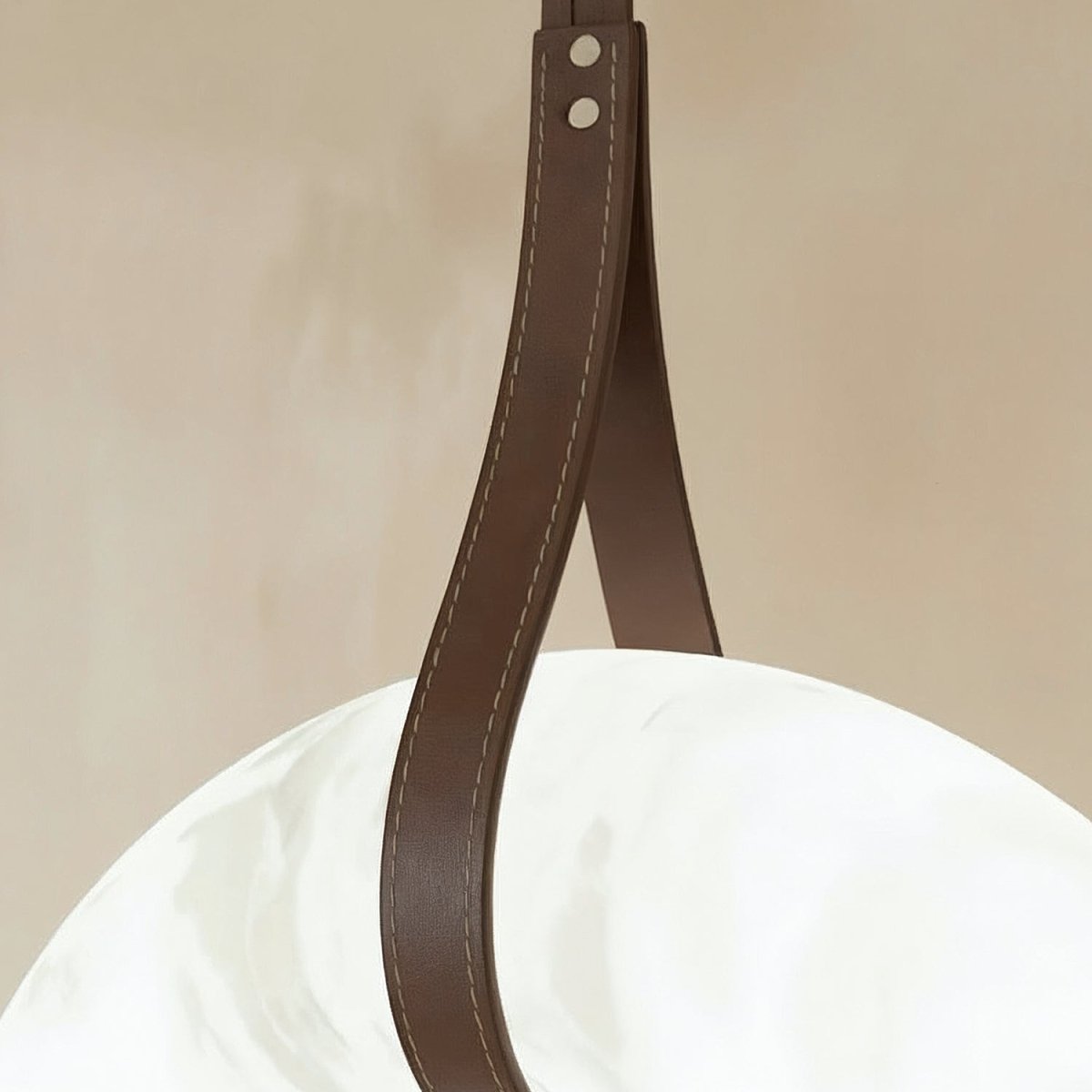 AuroraHalo Levitating Alabaster Pendant Light With Leather Straps