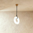 AuroraHalo Levitating Alabaster Pendant Light With Leather Straps