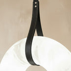 AuroraHalo Levitating Alabaster Pendant Light With Leather Straps