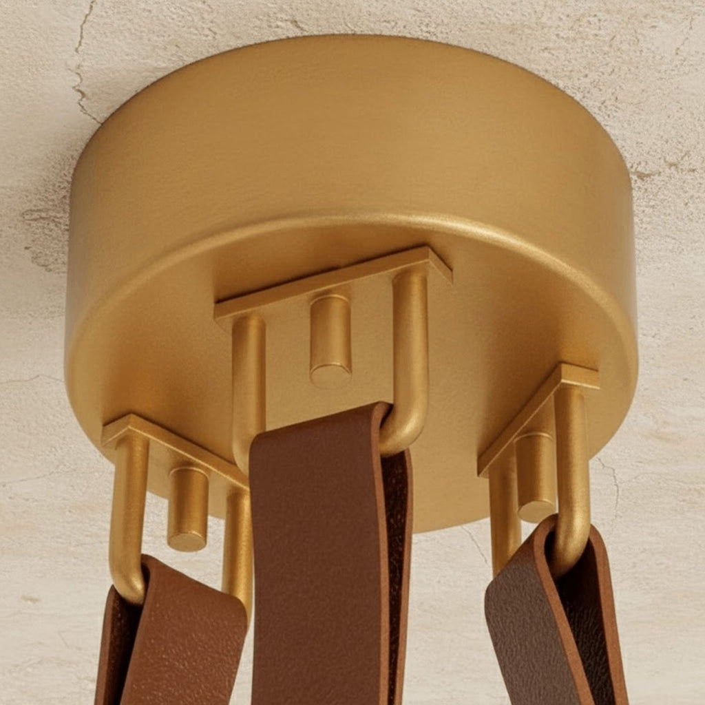 AuroraHalo Levitating Alabaster Pendant Light With Leather Straps