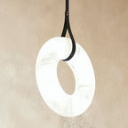 AuroraHalo Levitating Alabaster Pendant Light With Leather Straps