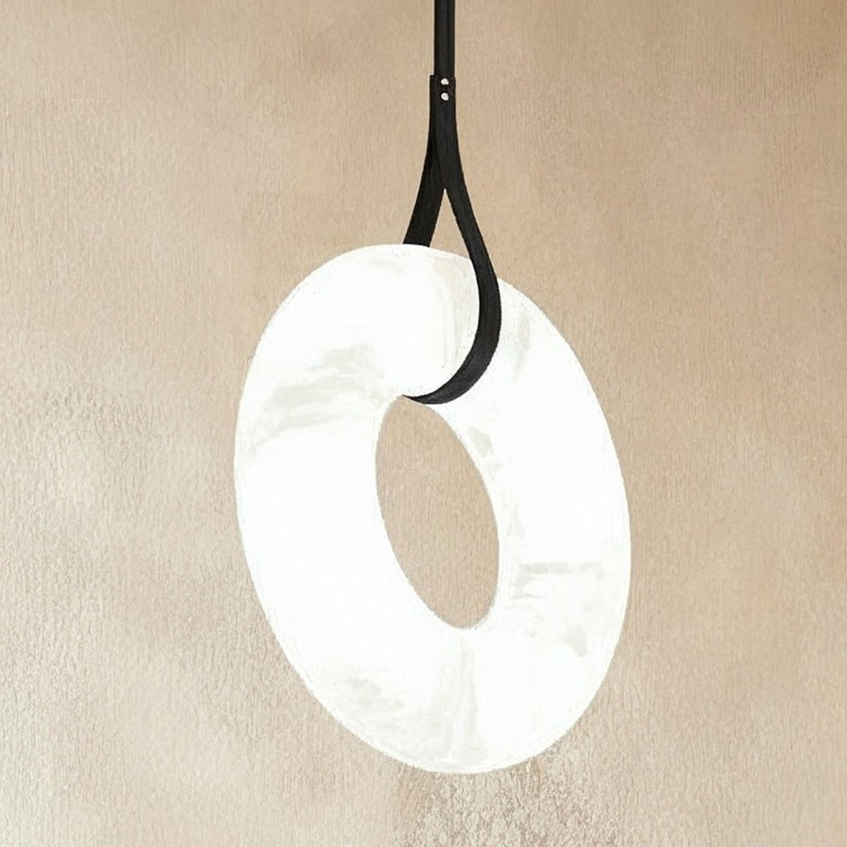 AuroraHalo Levitating Alabaster Pendant Light With Leather Straps
