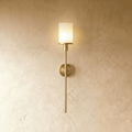 Elongated Alabaster Wall Lamp Featuring Brass Accents For Modern Interiors