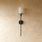 Elongated Alabaster Wall Lamp Featuring Brass Accents For Modern Interiors