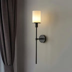 Elongated Alabaster Wall Lamp Featuring Brass Accents For Modern Interiors
