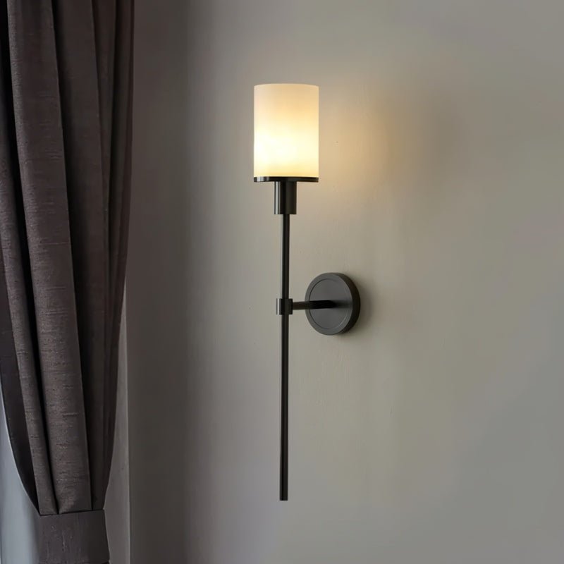 Elongated Alabaster Wall Lamp Featuring Brass Accents For Modern Interiors