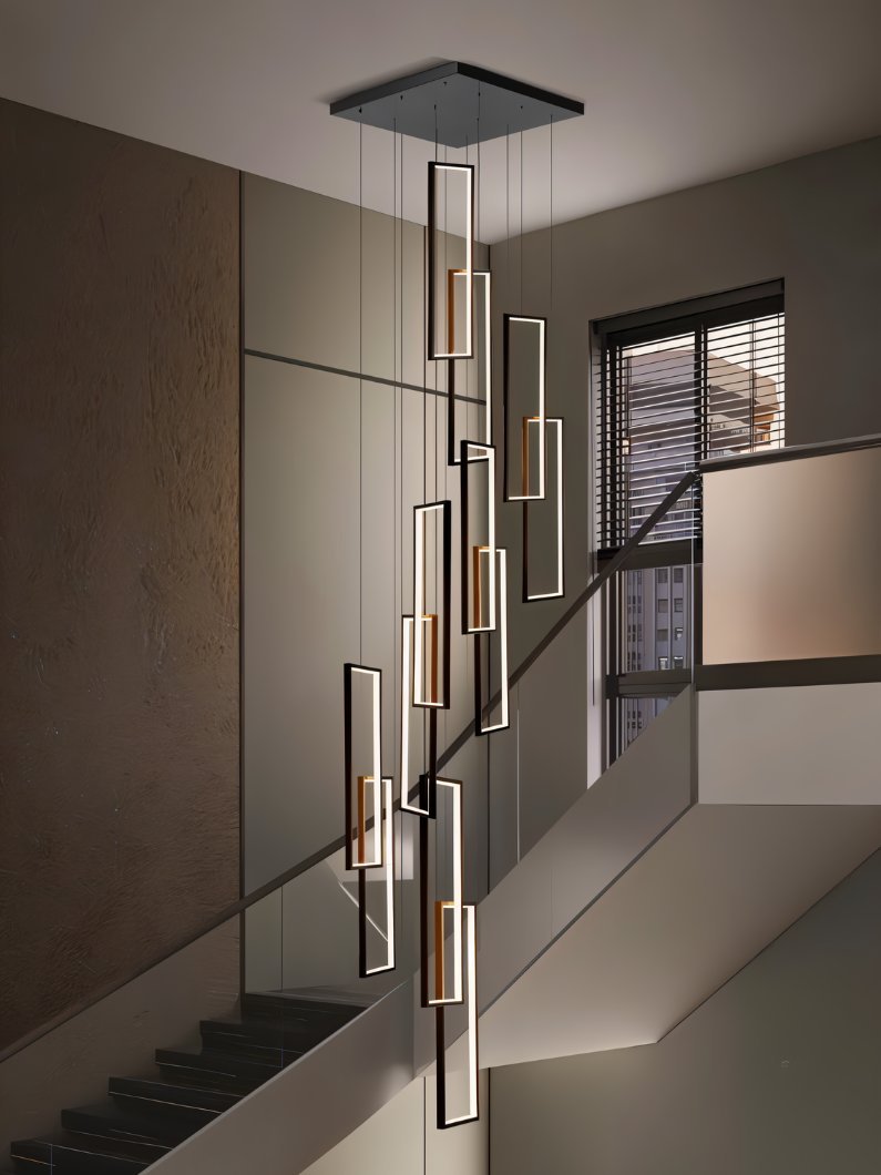 Aldarj Loftline LED Rectangular Staircase Chandelier