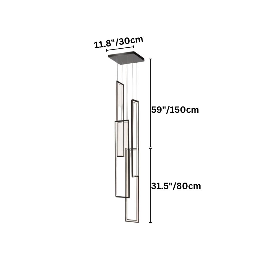 Aldarj Loftline LED Rectangular Staircase Chandelier