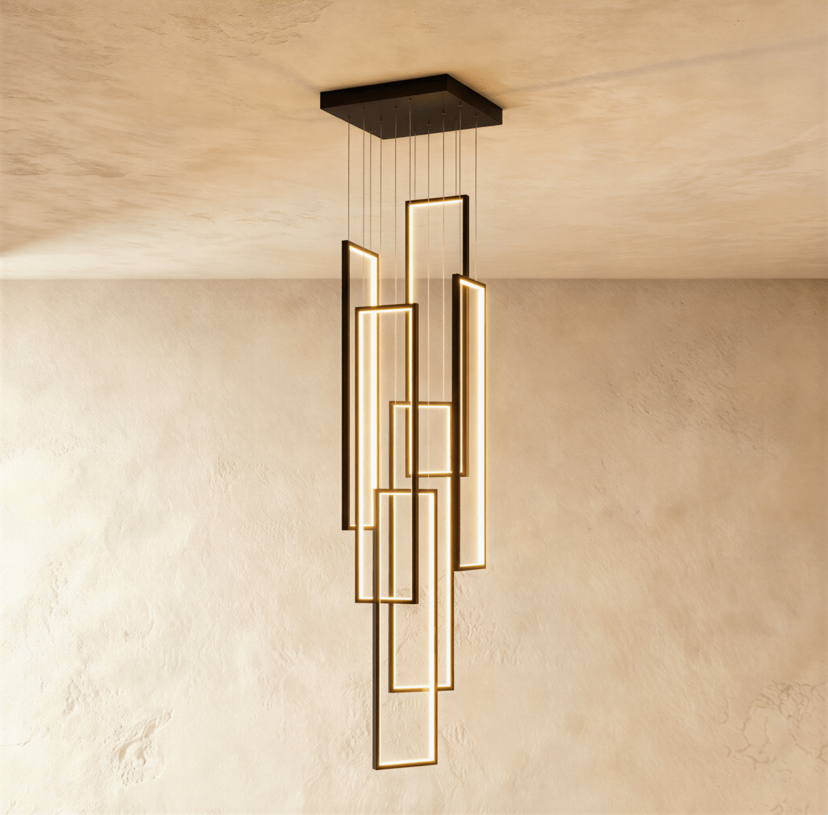 Aldarj Loftline LED Rectangular Staircase Chandelier