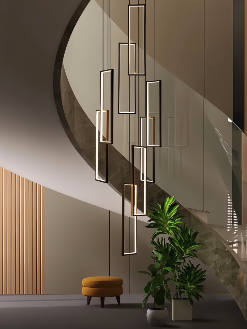 Aldarj Loftline LED Rectangular Staircase Chandelier