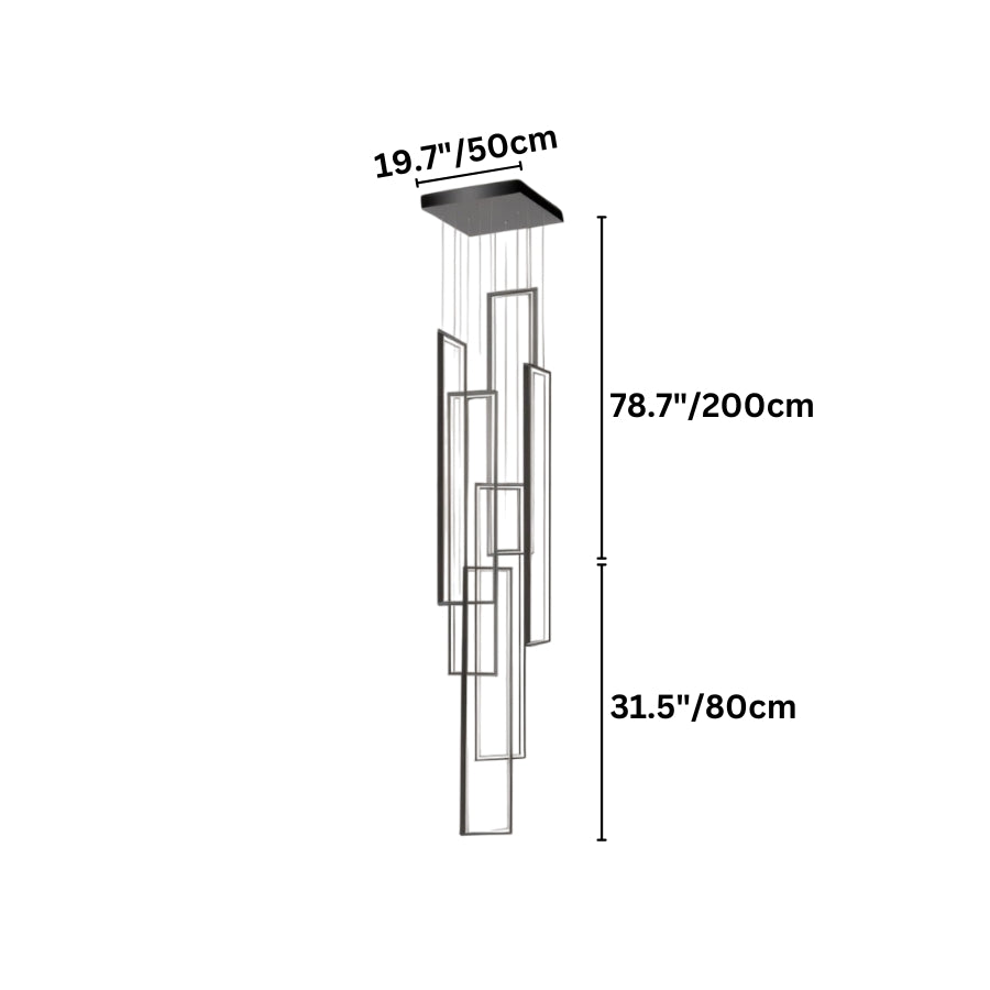 Aldarj Loftline LED Rectangular Staircase Chandelier