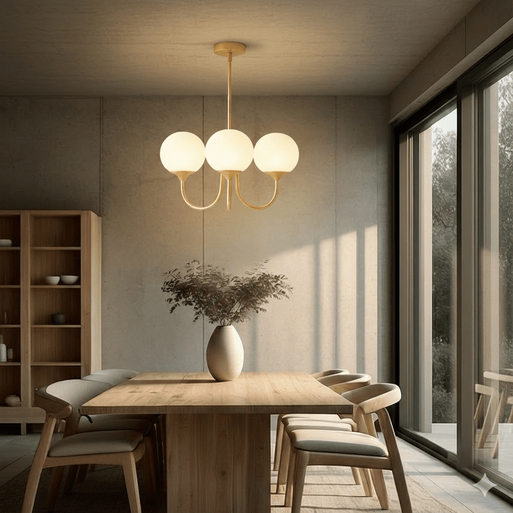 Ljuskrona med guldfinish och glasskärmar i persikofärgat rosa eller vitt