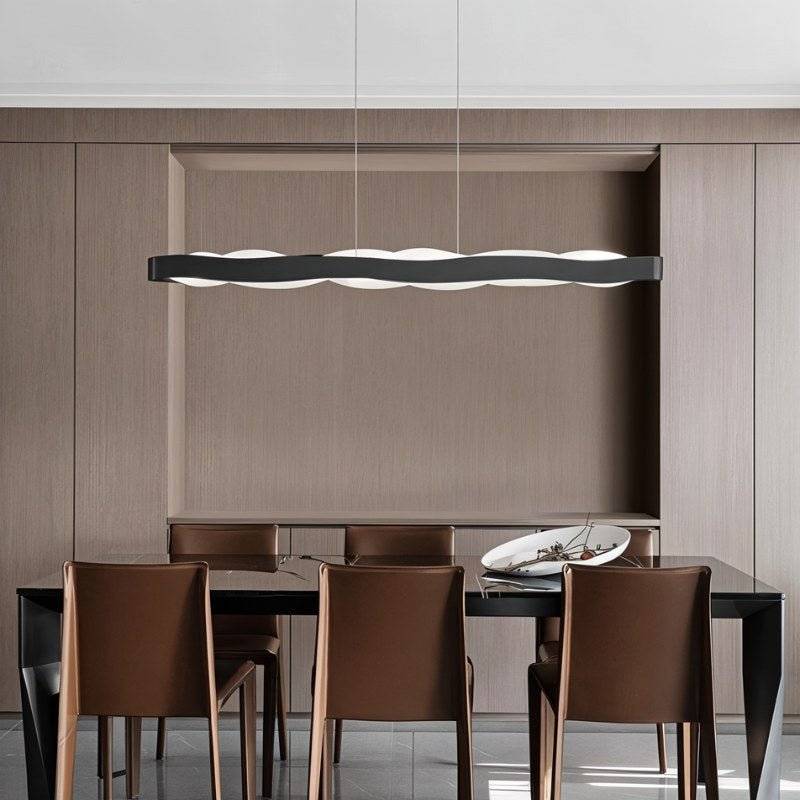 Wavecrest LED Chandelier for Dining Rooms in Stainless Steel and Acrylic