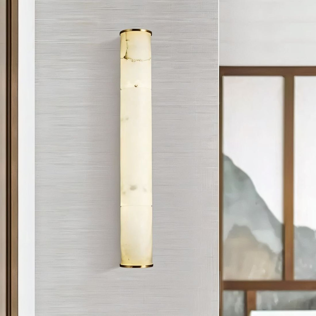 Lámpara de pared de cobre y mármol con base de piedra alabastro  