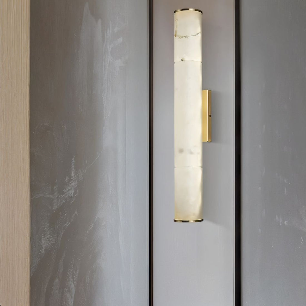 Lámpara de pared de cobre y mármol con base de piedra alabastro  