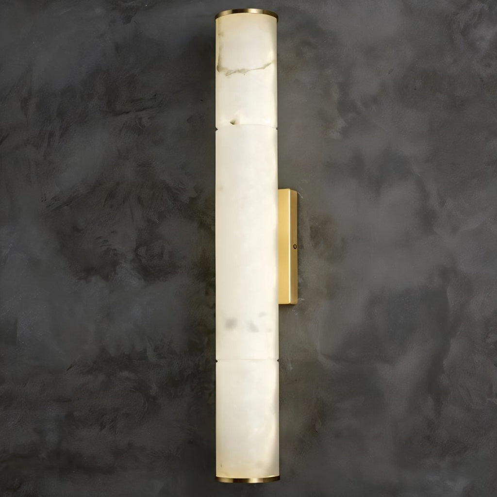 Lámpara de pared de cobre y mármol con base de piedra alabastro  