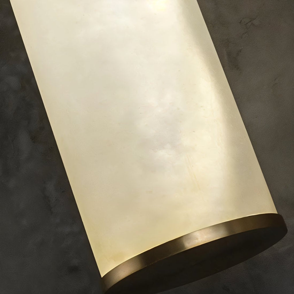 Lámpara de pared de cobre y mármol con base de piedra alabastro  