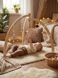 Wooden Baby Play Arch With Hanging Moon, Stars & Clouds