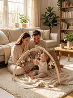 Wooden Baby Play Arch With Hanging Moon, Stars & Clouds