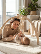 Wooden Baby Play Arch With Hanging Moon, Stars & Clouds