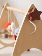 Arche d’éveil en bois massif pour bébé avec jouets fusée et étoile