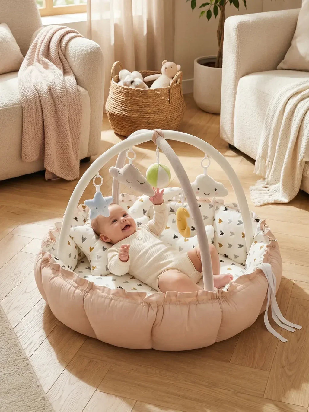 Convertible Baby Play Gym With Sensory Arch & Play Mat