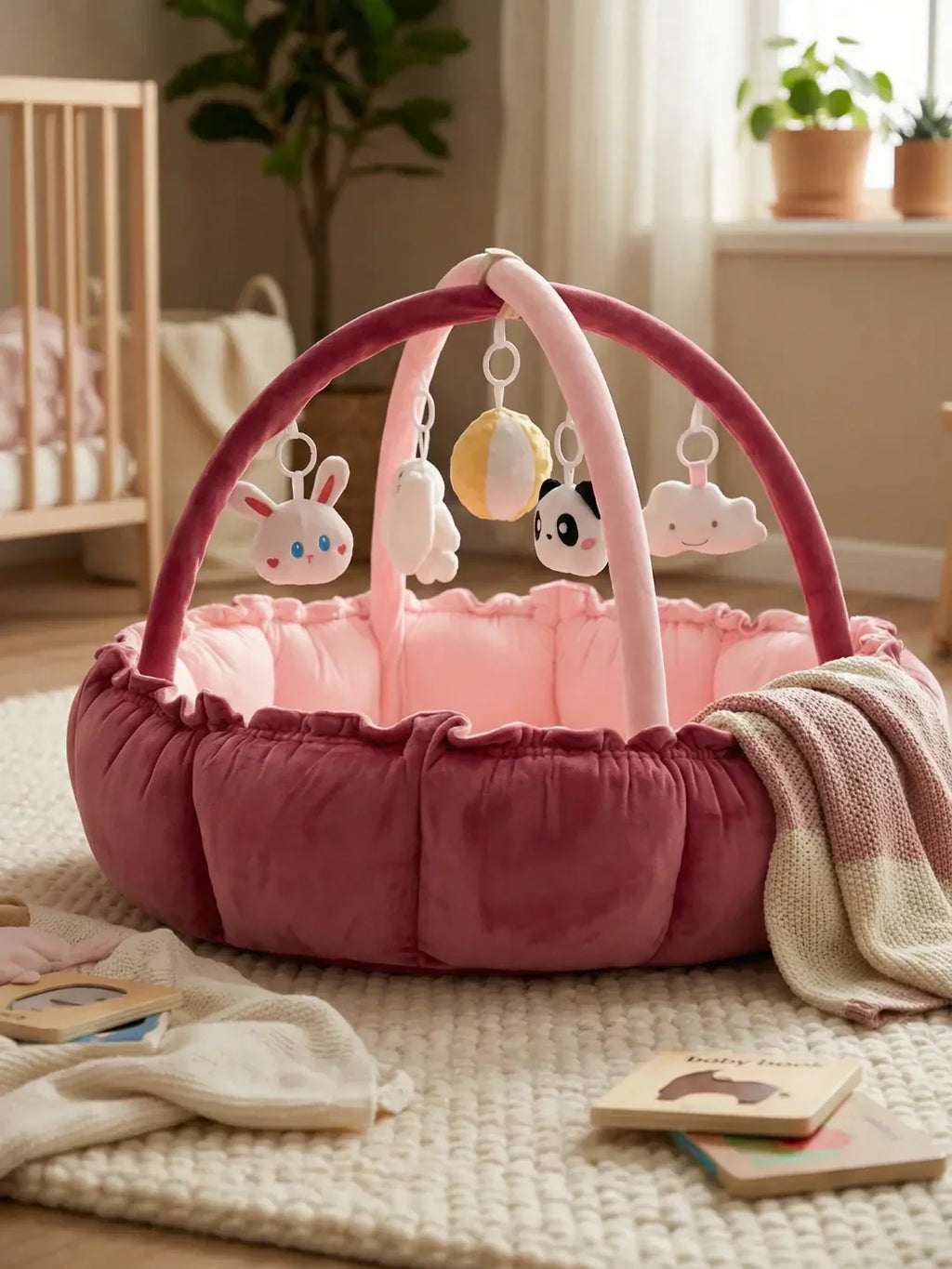 Convertible Baby Play Gym With Sensory Arch & Play Mat