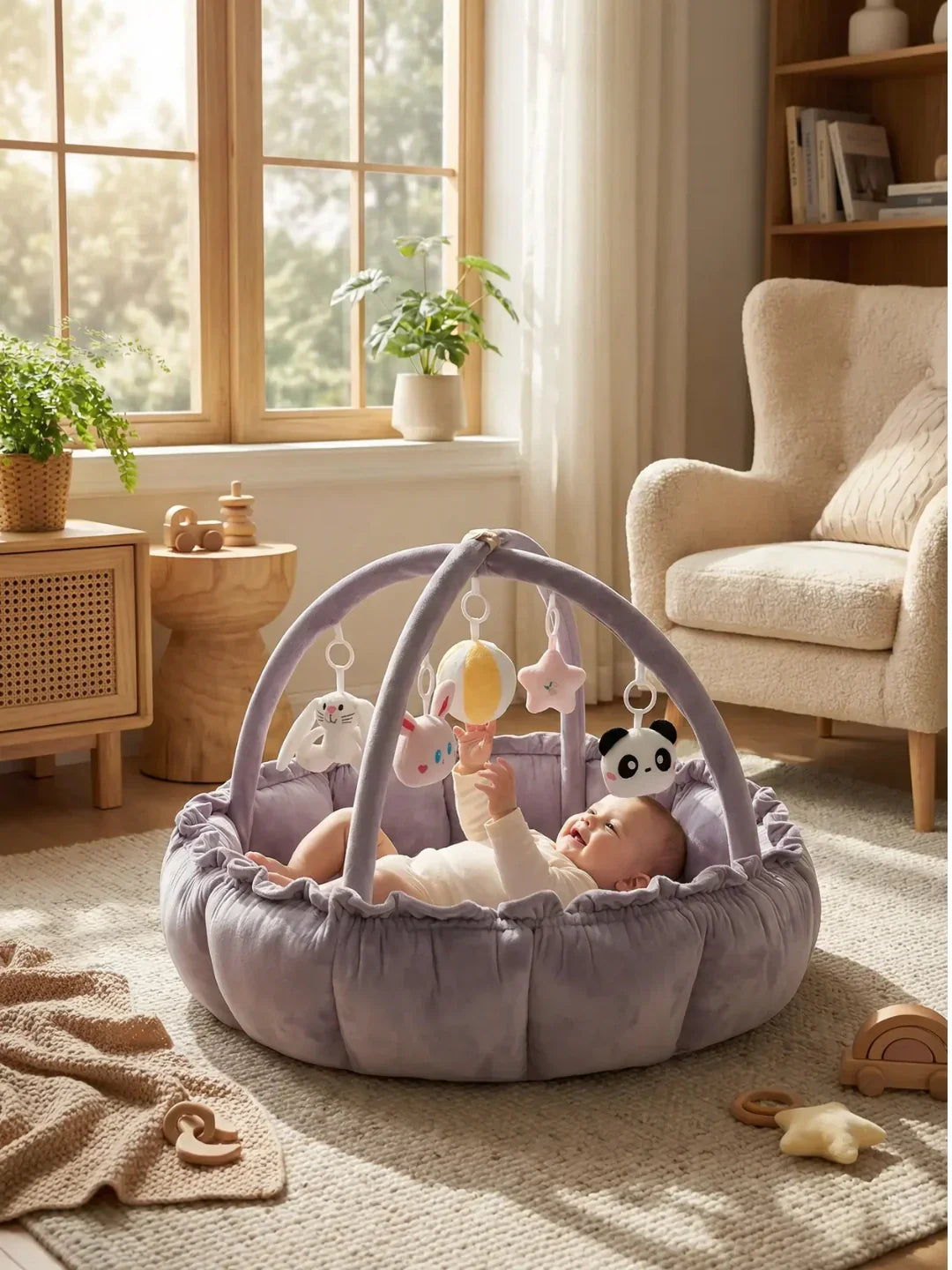 Convertible Baby Play Gym With Sensory Arch & Play Mat