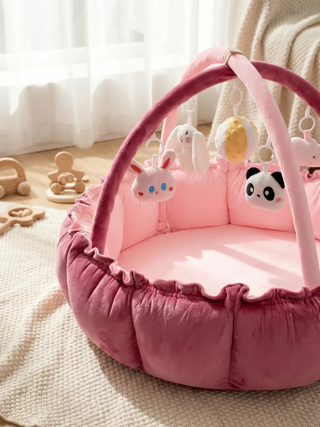 Convertible Baby Play Gym With Sensory Arch & Play Mat