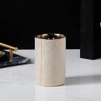 Lumenora 4-Piece Ceramic Bathroom Accessory Set, Gold-Toned Accents