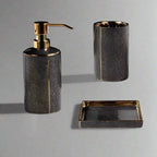 Lumenora 4-Piece Ceramic Bathroom Accessory Set, Gold-Toned Accents