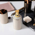 Lumenora 4-Piece Ceramic Bathroom Accessory Set, Gold-Toned Accents