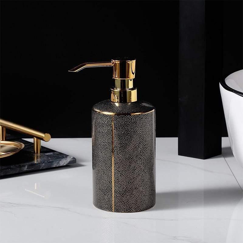Lumenora 4-Piece Ceramic Bathroom Accessory Set, Gold-Toned Accents