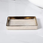 Lumenora 4-Piece Ceramic Bathroom Accessory Set, Gold-Toned Accents