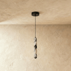 LumenStone Marble Pendant Light Elegant Stone Column Fixture for Modern Interiors