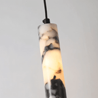 LumenStone Marble Pendant Light Elegant Stone Column Fixture for Modern Interiors