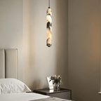 LumenStone Marble Pendant Light Elegant Stone Column Fixture for Modern Interiors