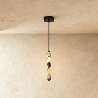 LumenStone Marble Pendant Light Elegant Stone Column Fixture for Modern Interiors