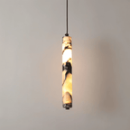 LumenStone Marble Pendant Light Elegant Stone Column Fixture for Modern Interiors