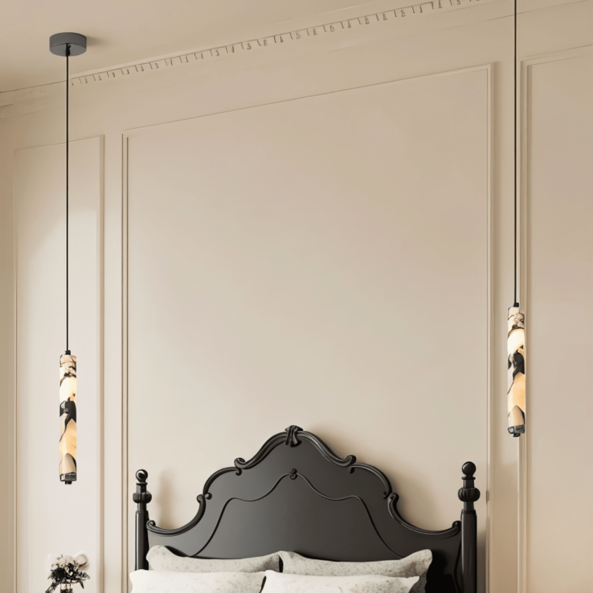 LumenStone Marble Pendant Light Elegant Stone Column Fixture for Modern Interiors