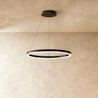 Żyrandol LED Nova Ring z polerowaną czarną żelazną ramą