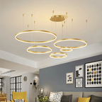 Żyrandol LED Nova Ring z polerowaną czarną żelazną ramą