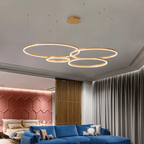 Żyrandol LED Nova Ring z polerowaną czarną żelazną ramą