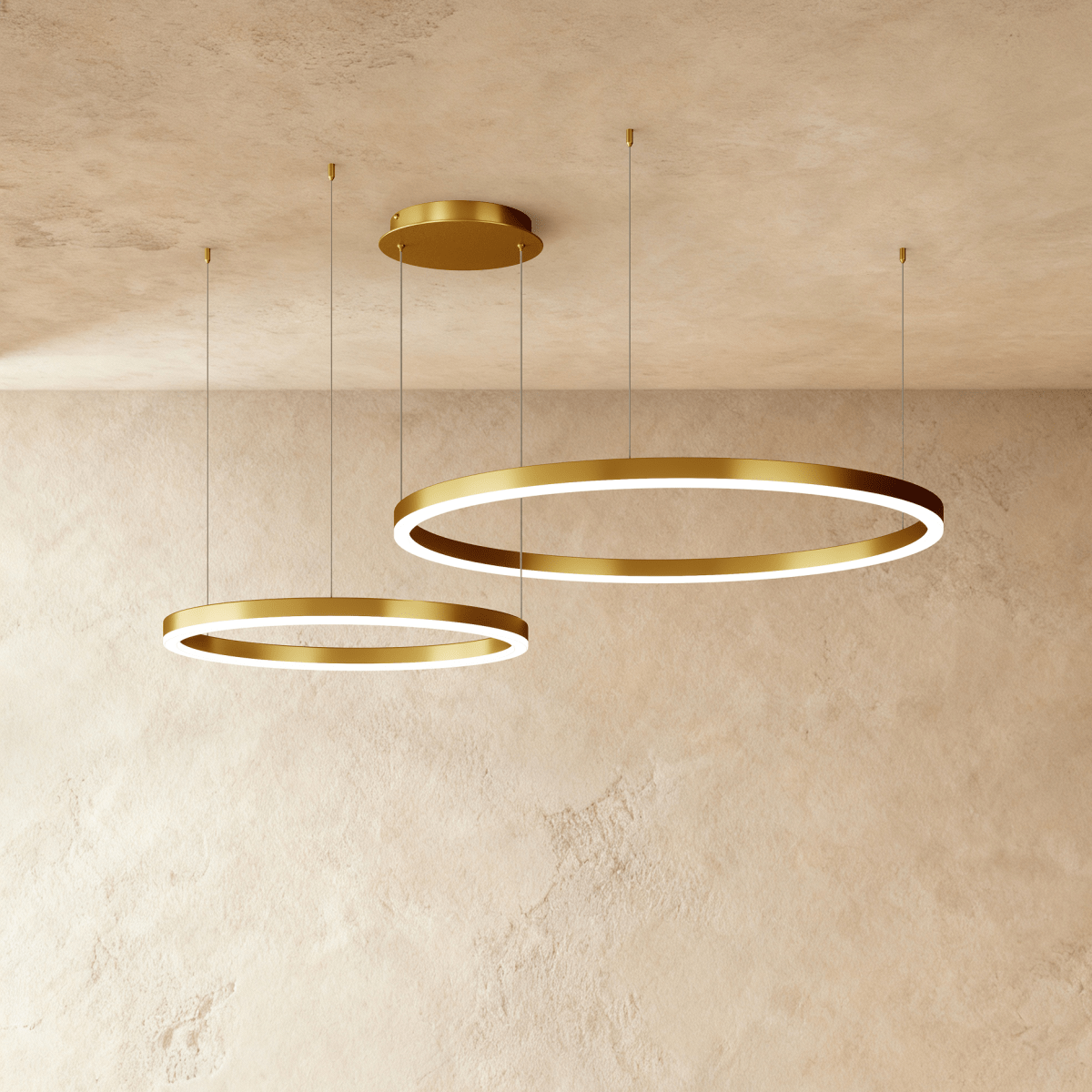 Żyrandol LED Nova Ring z polerowaną czarną żelazną ramą
