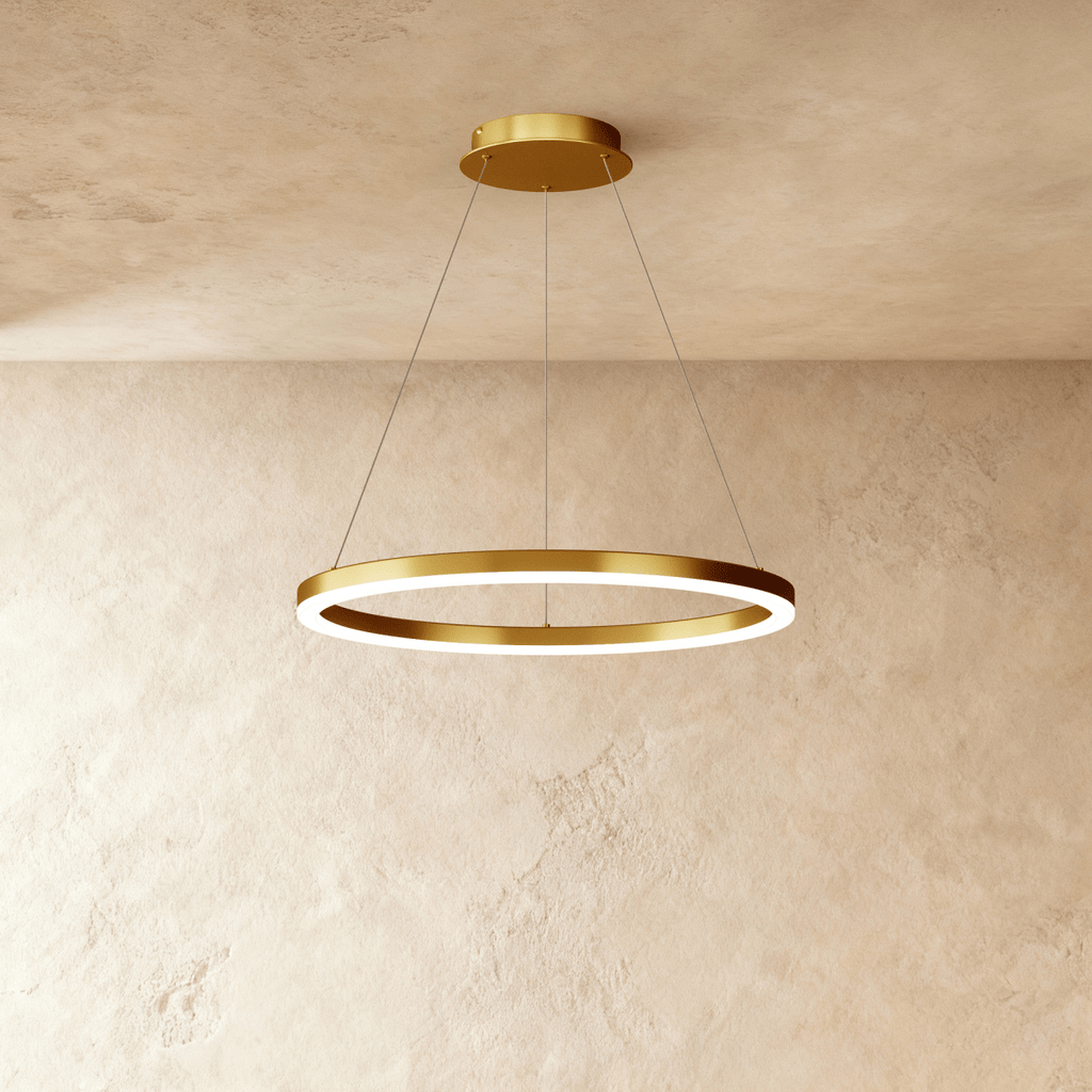 Żyrandol LED Nova Ring z polerowaną czarną żelazną ramą